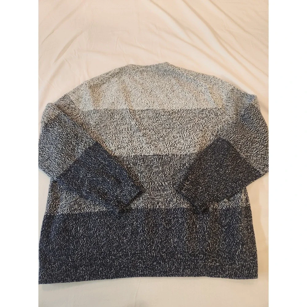 Banana Republic Mens XXL Grey Navy Blue‎ Ombre Colorblock Cotton Knit Sweater
